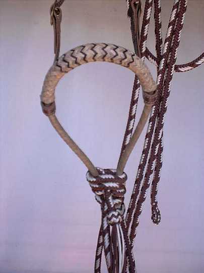 May10$03-1.jpg - 12 Plait Rawhide Bosal - Black Interweave in Nose & Heel
Mecate' ~ brown & biege ~ double bar pattern