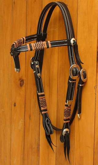 P1150264.JPG - Black Xbrowwith stainless steel hardware and kangaroo hide braided knots