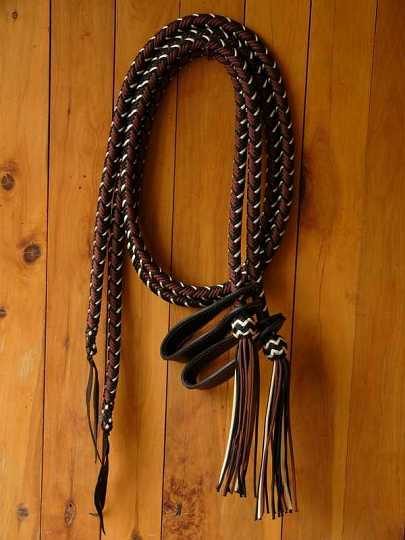 P1130021-1.jpg - Black ,brown & beige braided split reins.