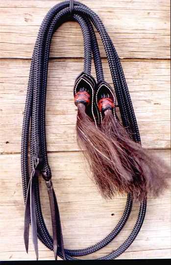 may21_04-1.jpg - Black Yatch braid rope with red and black knots and black horse hair,black slobber srtaps.