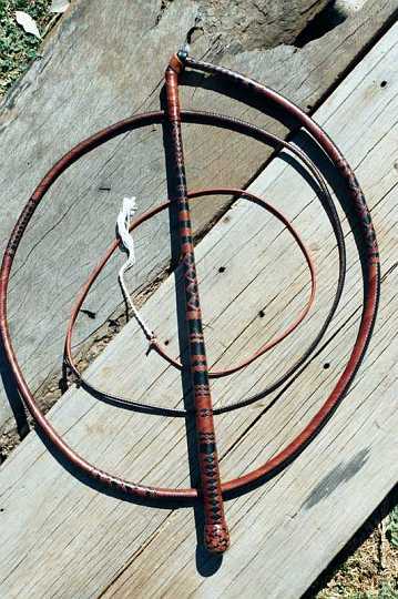 019_16-1.jpg - 24 plait Australian two toned stockwhip  " Dame Mary Outback Craft Awards" 2002