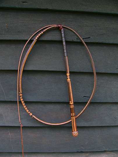 P1180146.JPG - 2 toned stockwhip 12 plait patterned handle and 8 plait thong
